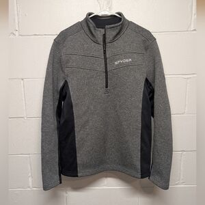 Spyder Quarter-Zip Pullover Fleece Gray Black Men's Medium